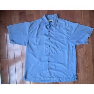 Tommy Bahama Men's M 100% Silk Blue Floral Short Sleeve Camp Shirt